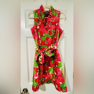 Vineyard Vines Pink and Green Floral Dress